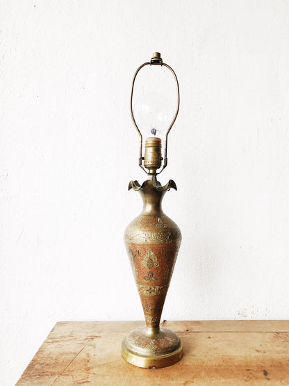 Vintage Handpainted Brass Lamp