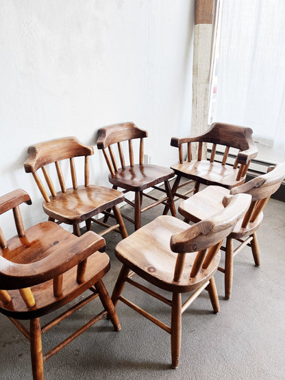 Set 6 Vintage Chunky Captains Chairs