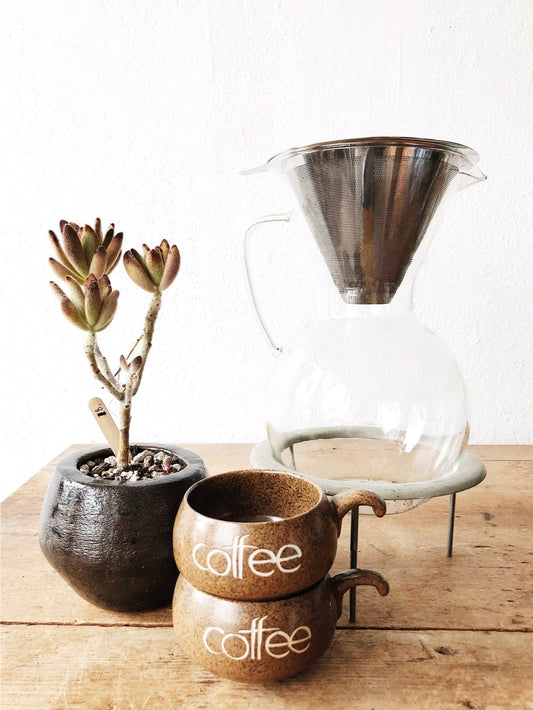 Blown Glass Coffee Maker with Filter and Stand