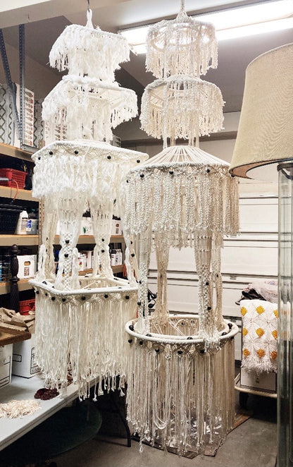 Huge Vintage Hanging Macrame Art / Table