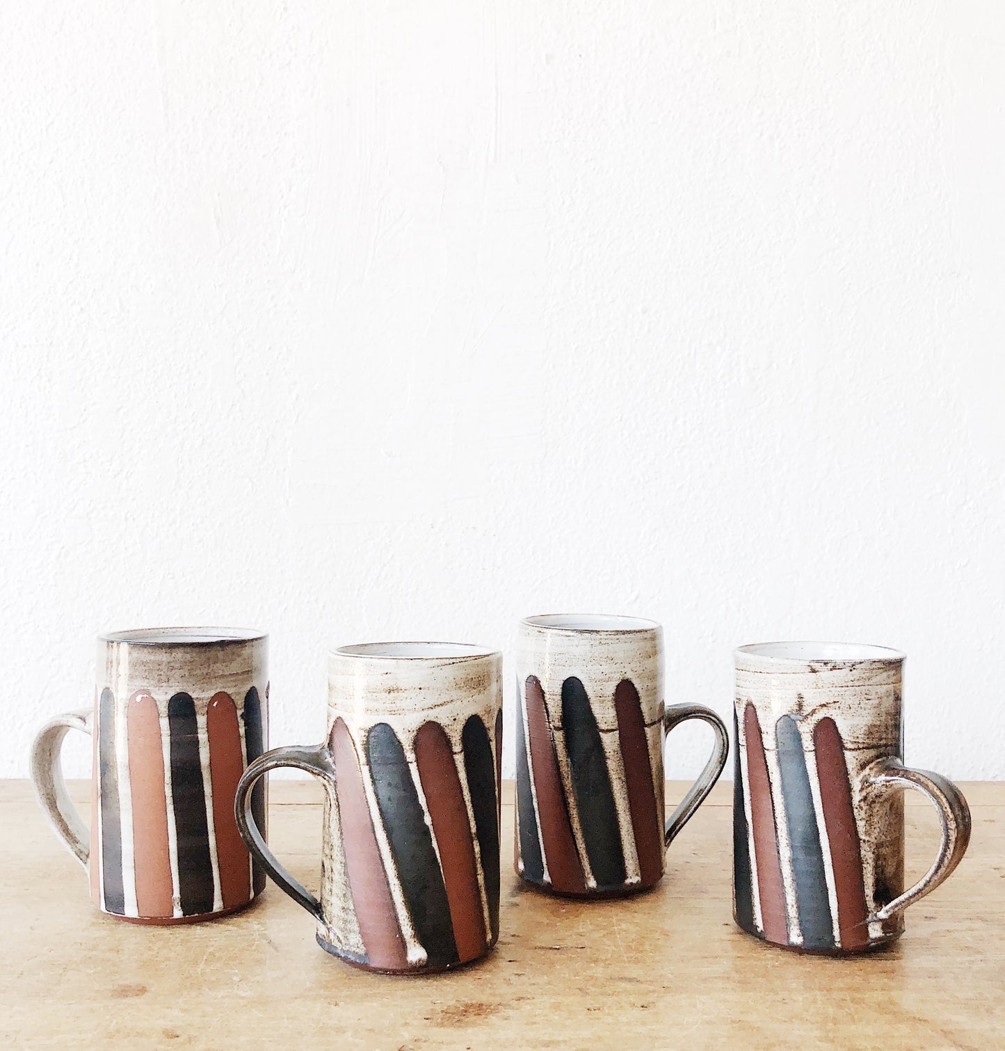 Mid Century Briglin Pottery Mug Set