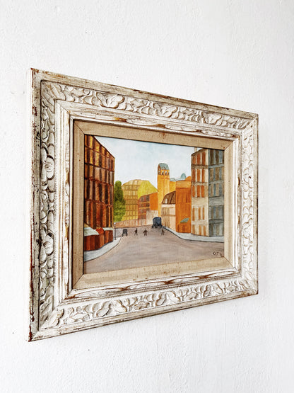 Vintage Original Cityscape Painting