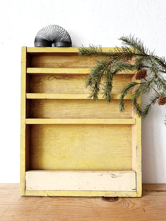 Vintage Rustic Painted Wood Spice/Apothecary Shelf