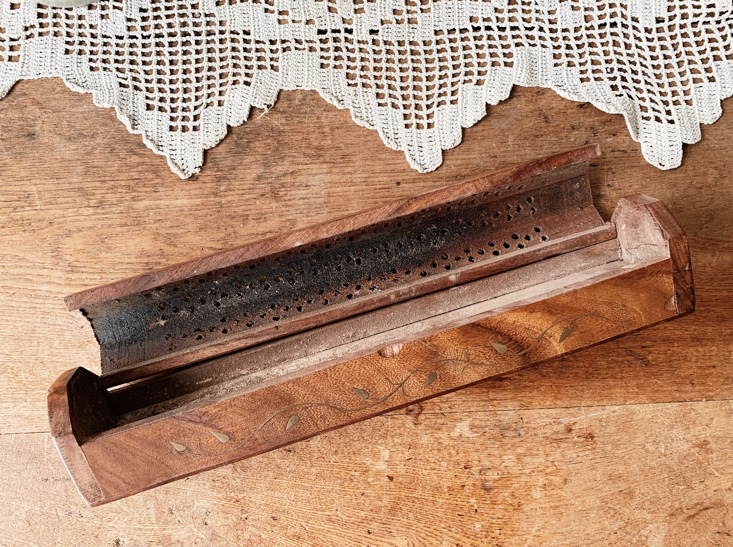 Vintage Wood Incense Burner/ Holder