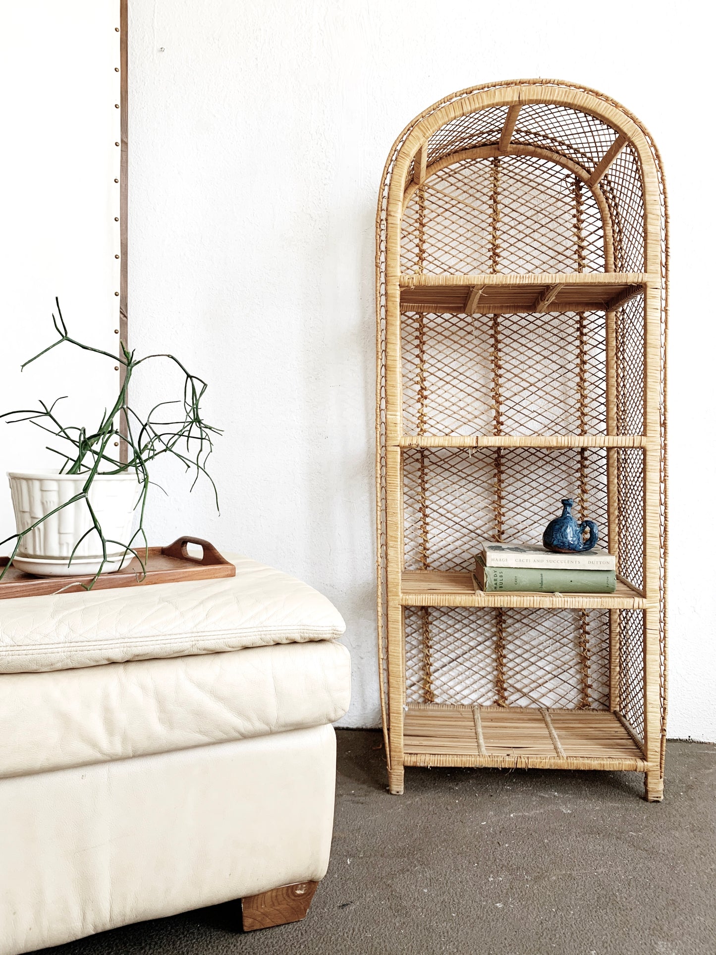 Vintage Arched Wicker Shelf