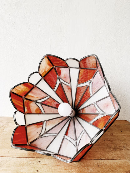 Vintage Leaded Stained Glass Pendant Light