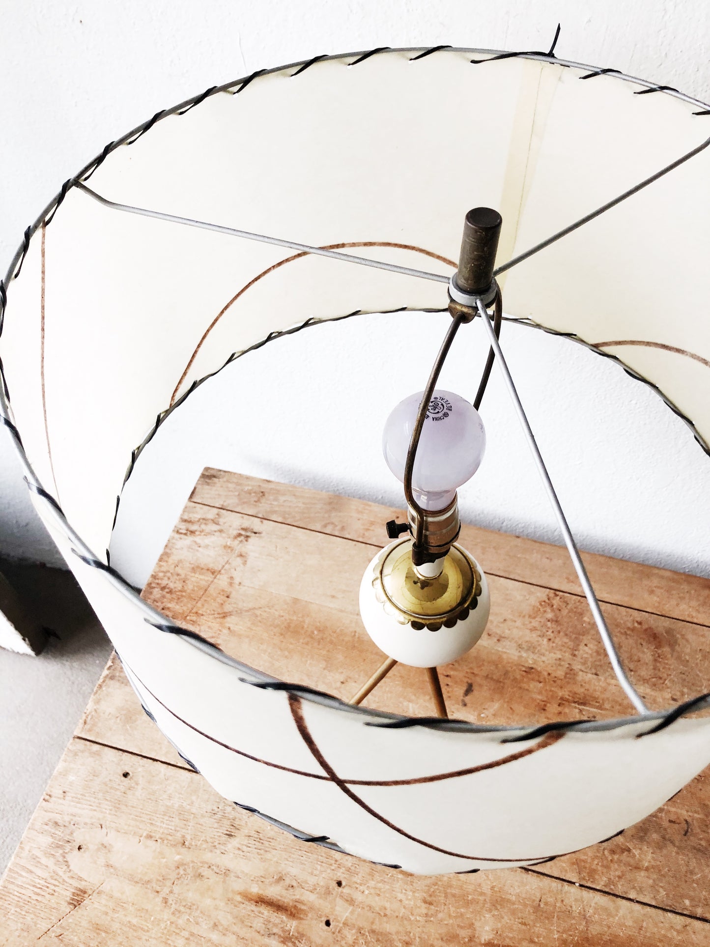 Mid Century Tripod Lamp Original Shade