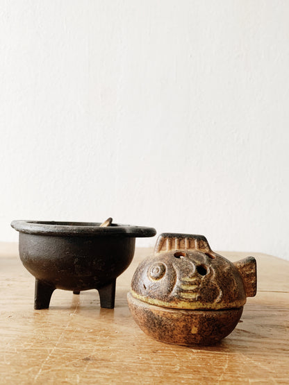 RESERVED Vintage Ceramic Fish Incense Burner
