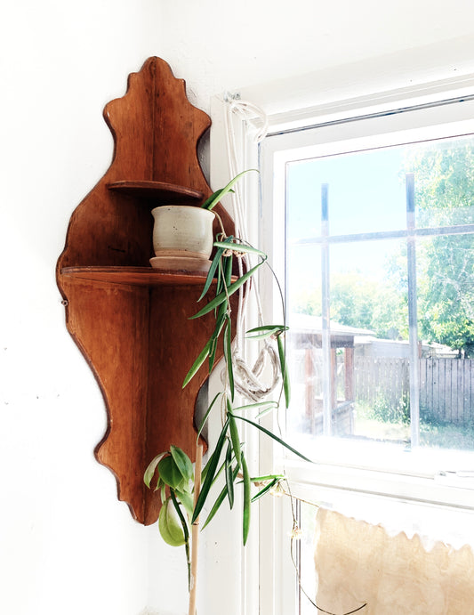 Vintage Wood Corner Shelf