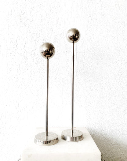 Mid Century Chrome Candle Holder Pair