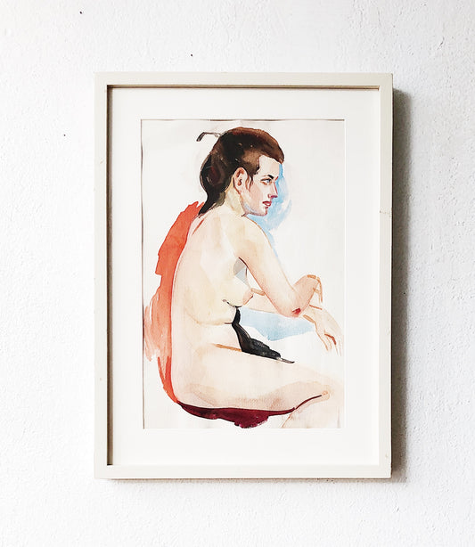 Vintage Original Nude Watercolor