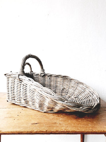 Vintage French Willow Gathering Basket