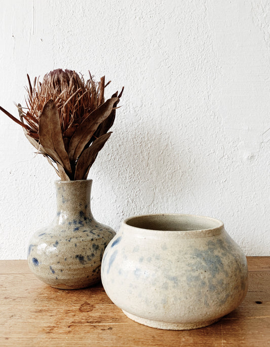 Indigo Flecked Pottery