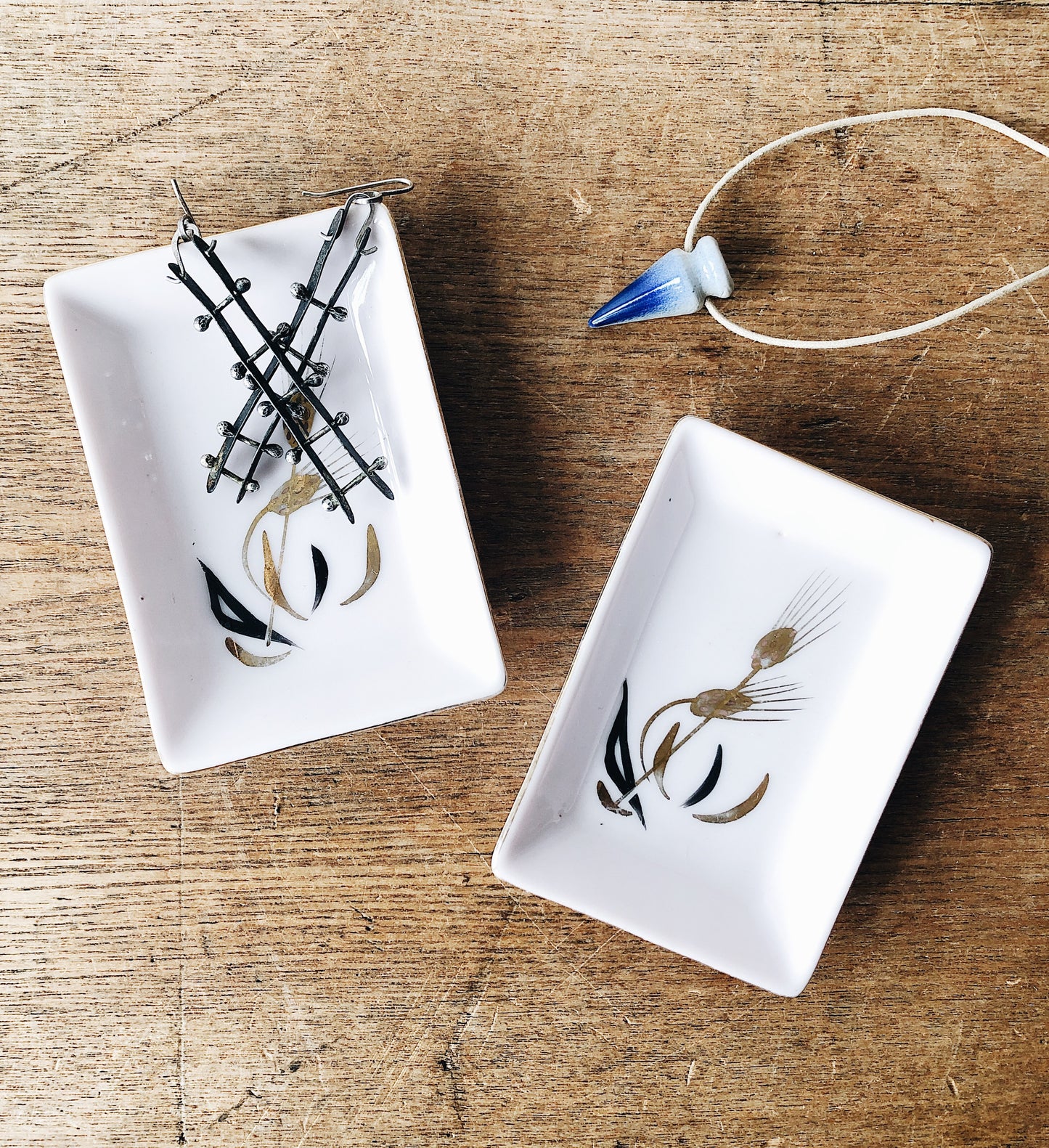 Pair Vintage Handpainted Trays