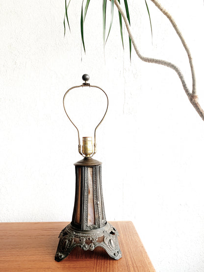 Vintage Stained Glass Lamp with Illuminated Base