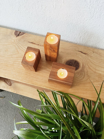 Modern Wood Block Candleholders