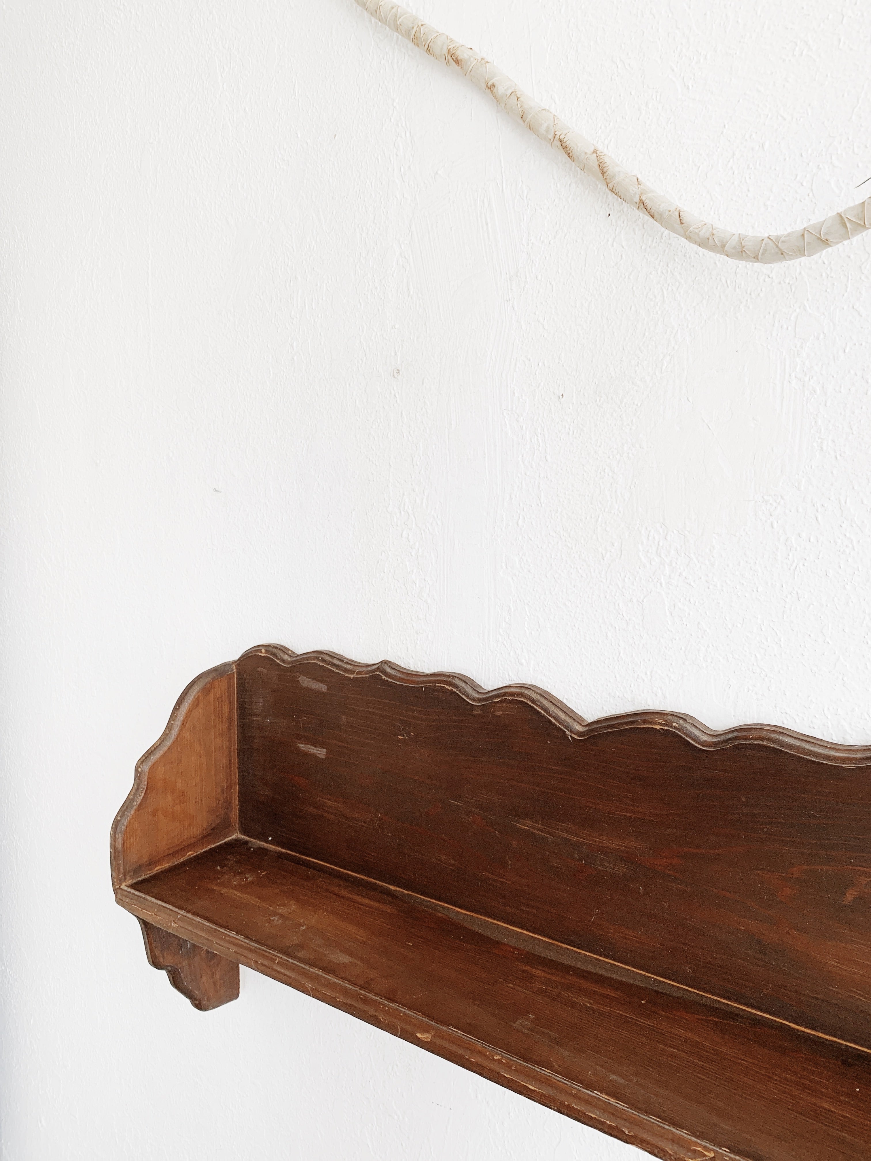 Large Vintage Rustic Wood Hanging Shelf - Thumbnail 5