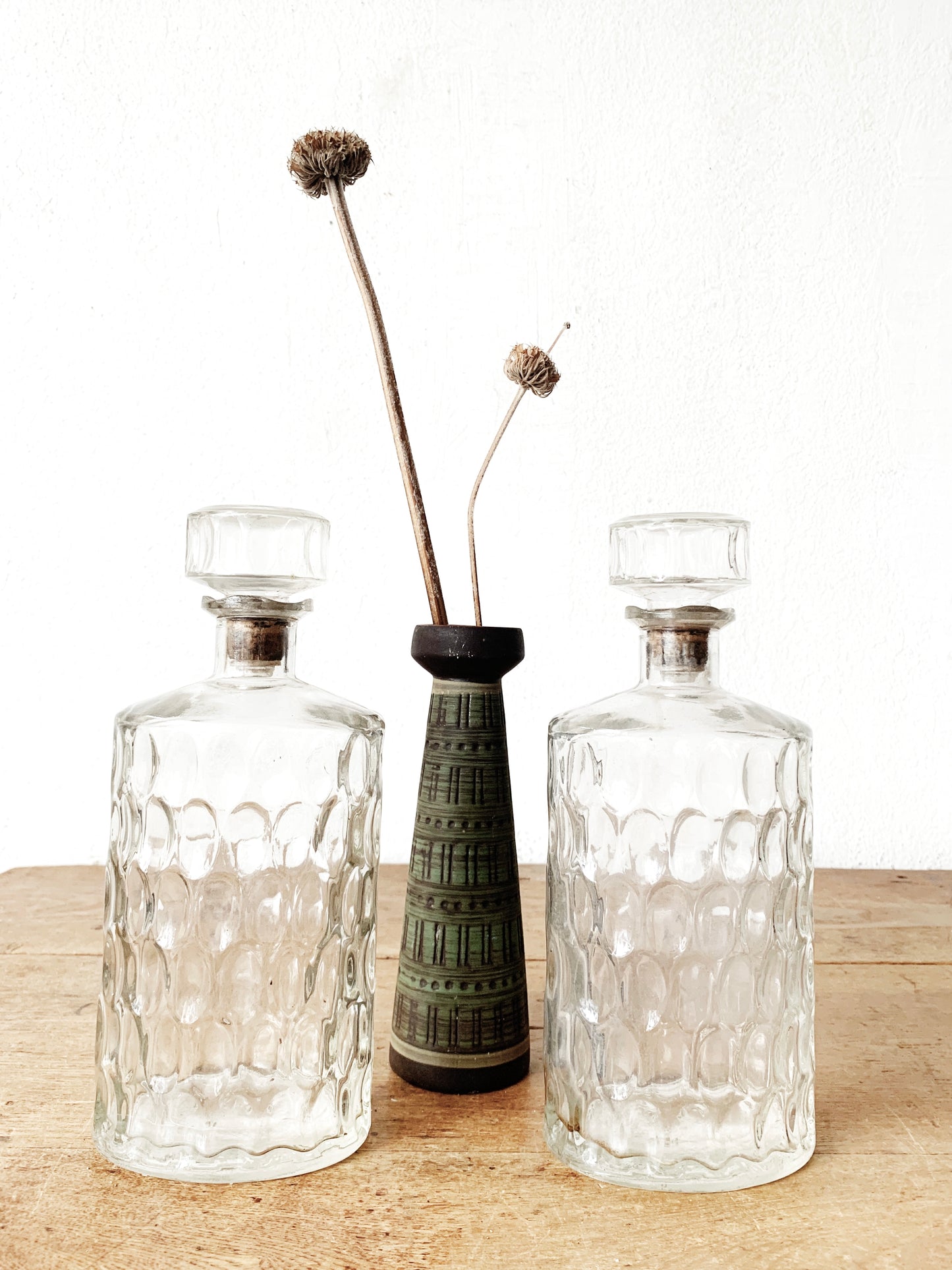 Vintage Heavy Glass Liquor Decanter