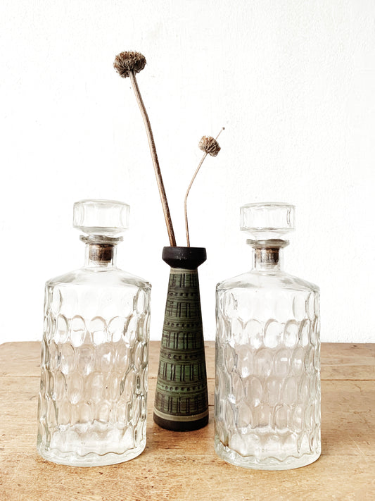 Vintage Heavy Glass Liquor Decanter