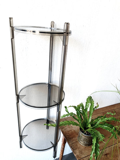 Vintage Smoky Lucite Triple Plant Stand