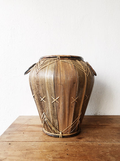 Large Vintage Palm Leaf Basket