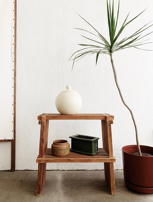 Vintage Slatted Wood Shelf