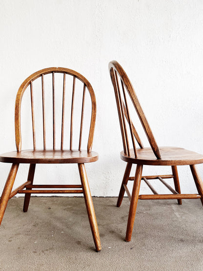Pair Vintage Oak Shaker Style Chairs