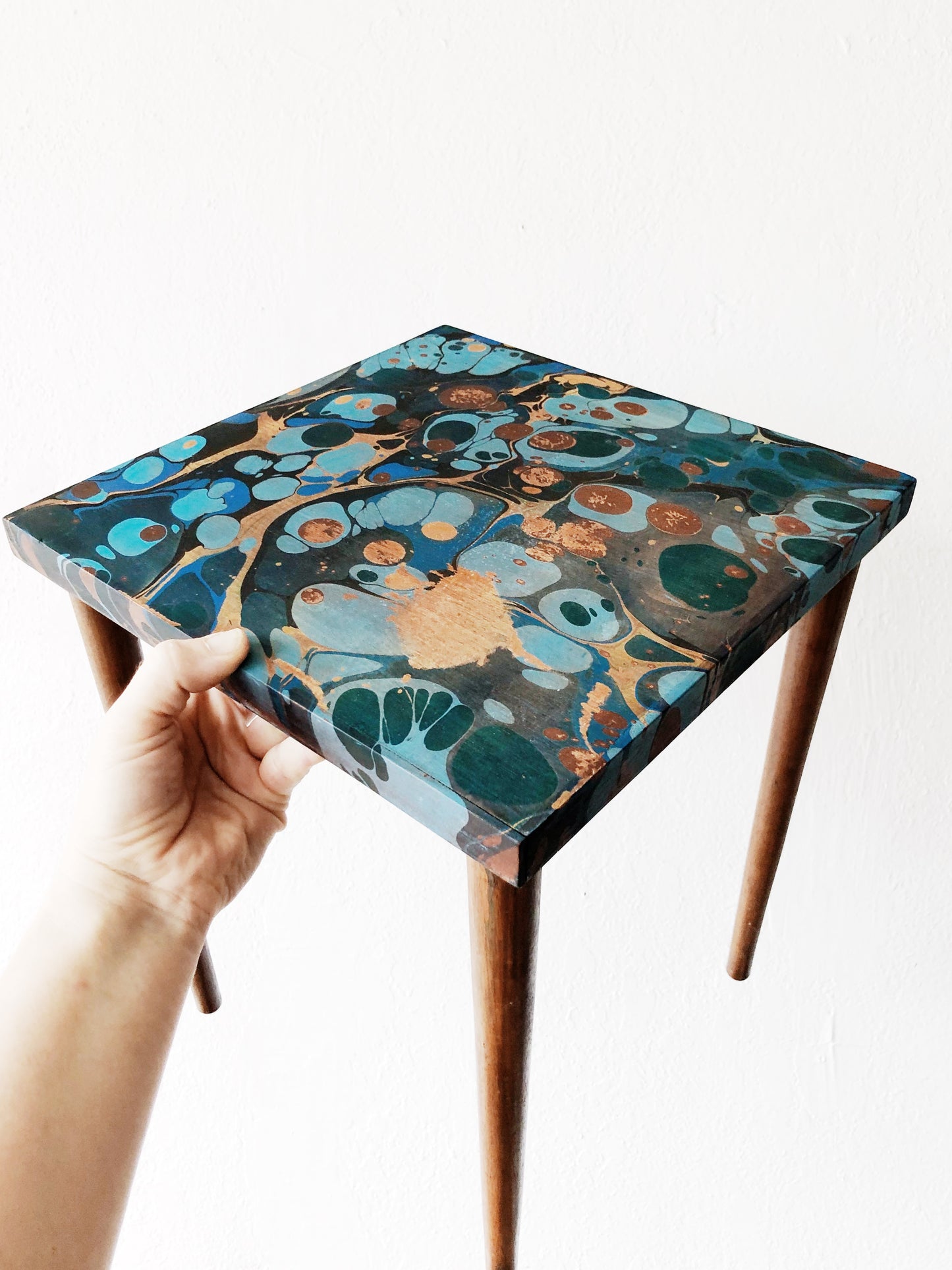 Marbleized MCM Table or Stand