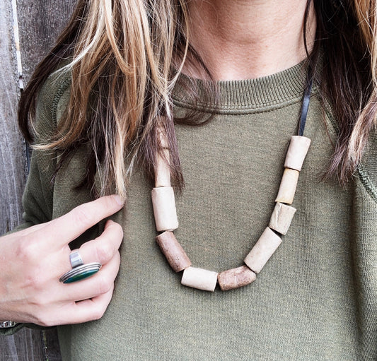 Vintage Handmade Clay Bead Necklace