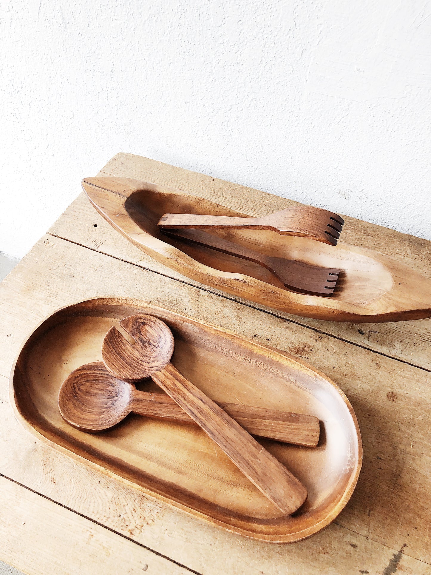 Vintage Wood Platter and Servers