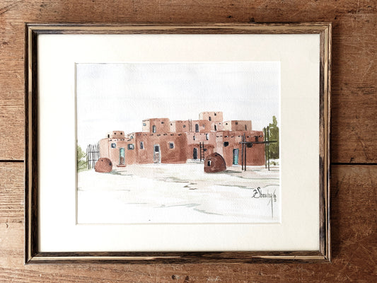 Vintage Adobe Watercolor Painting