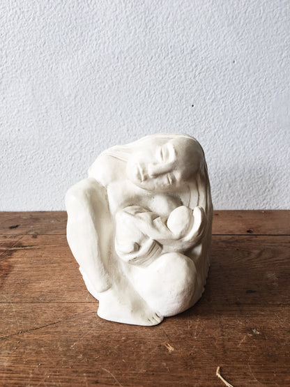 Vintage Plaster Mother and Child Statue
