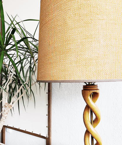 Tall Vintage Spiral Wood Lamp