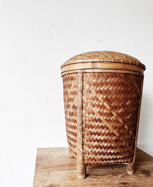 Large Vintage Lidded Floor Basket