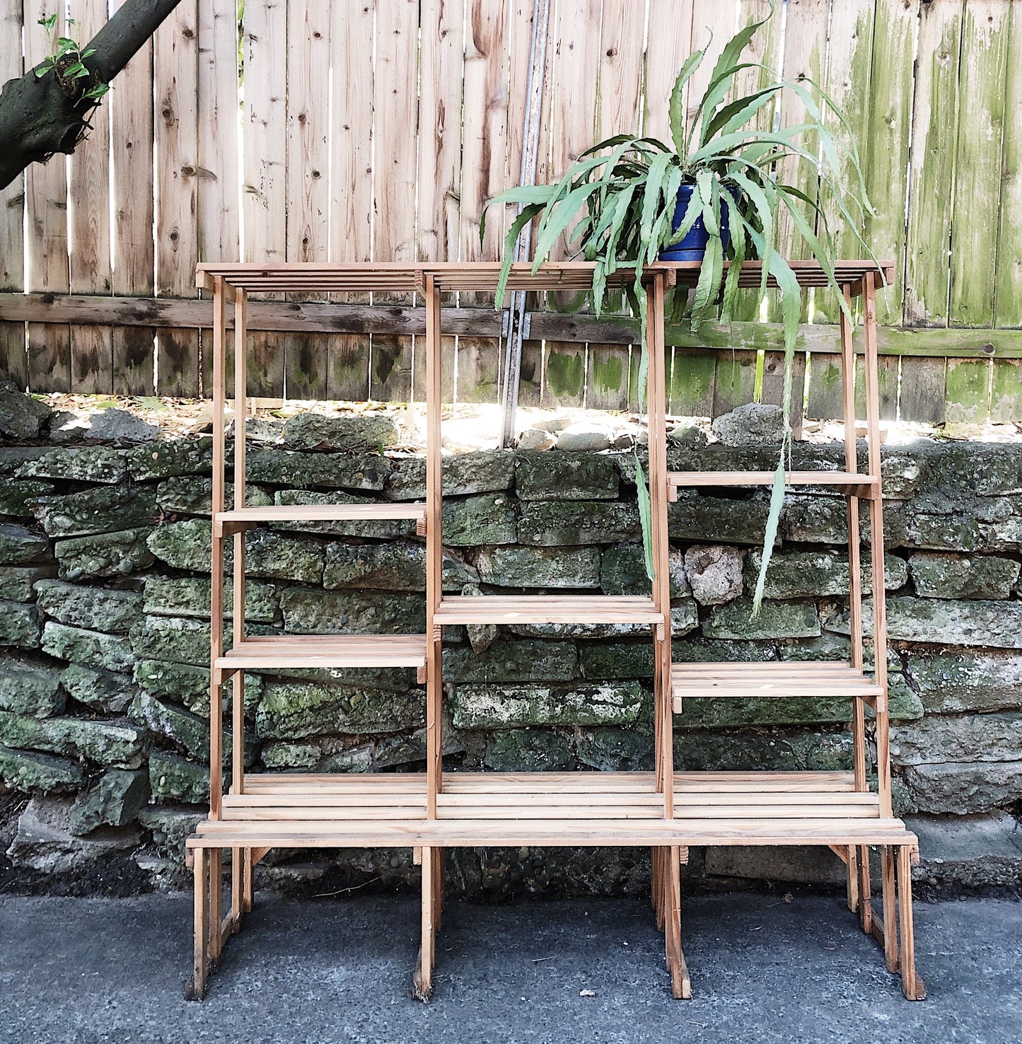 Multi Tiered Slatted Shelf