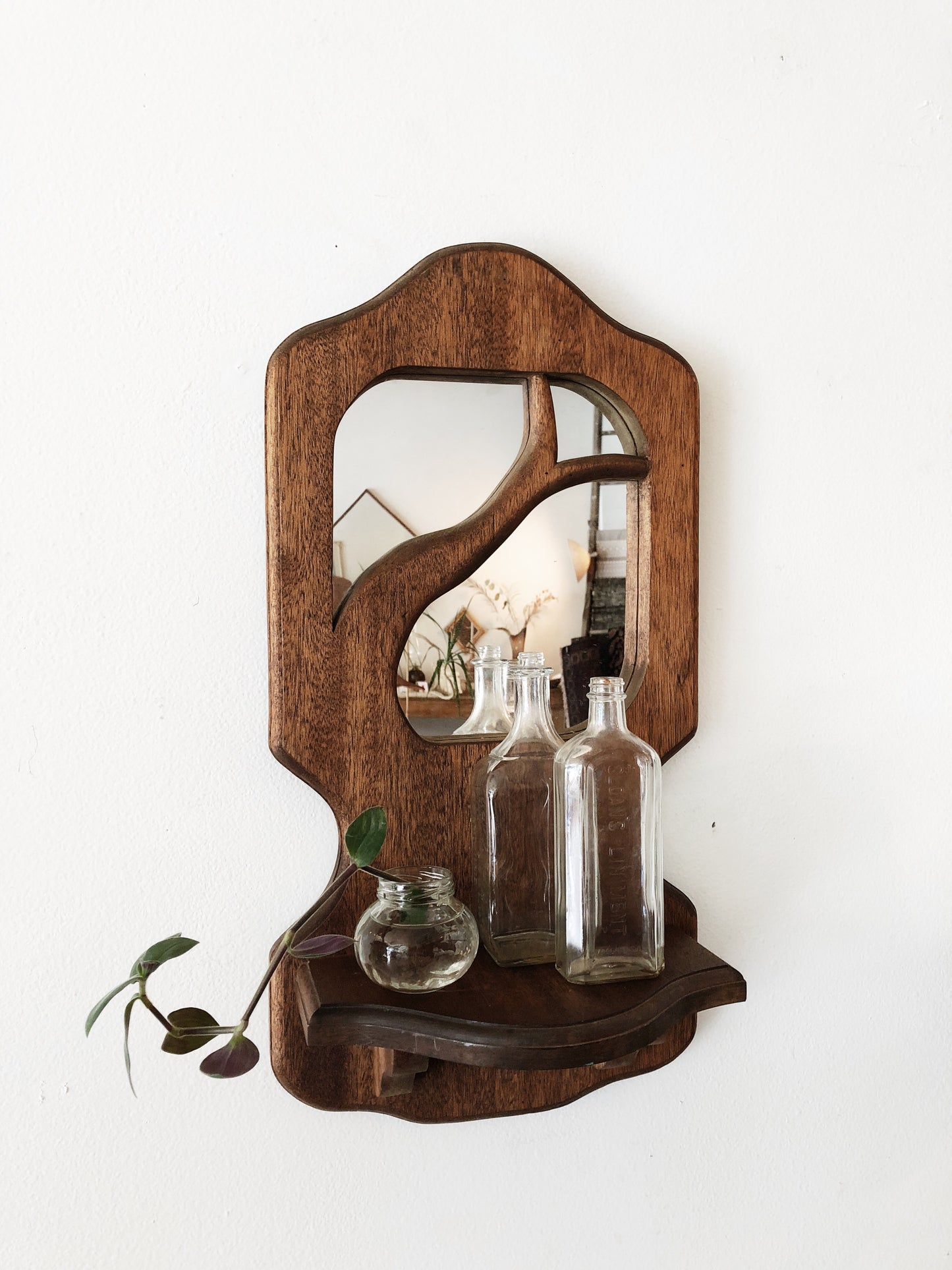 Vintage Wooden Mirror Shelf