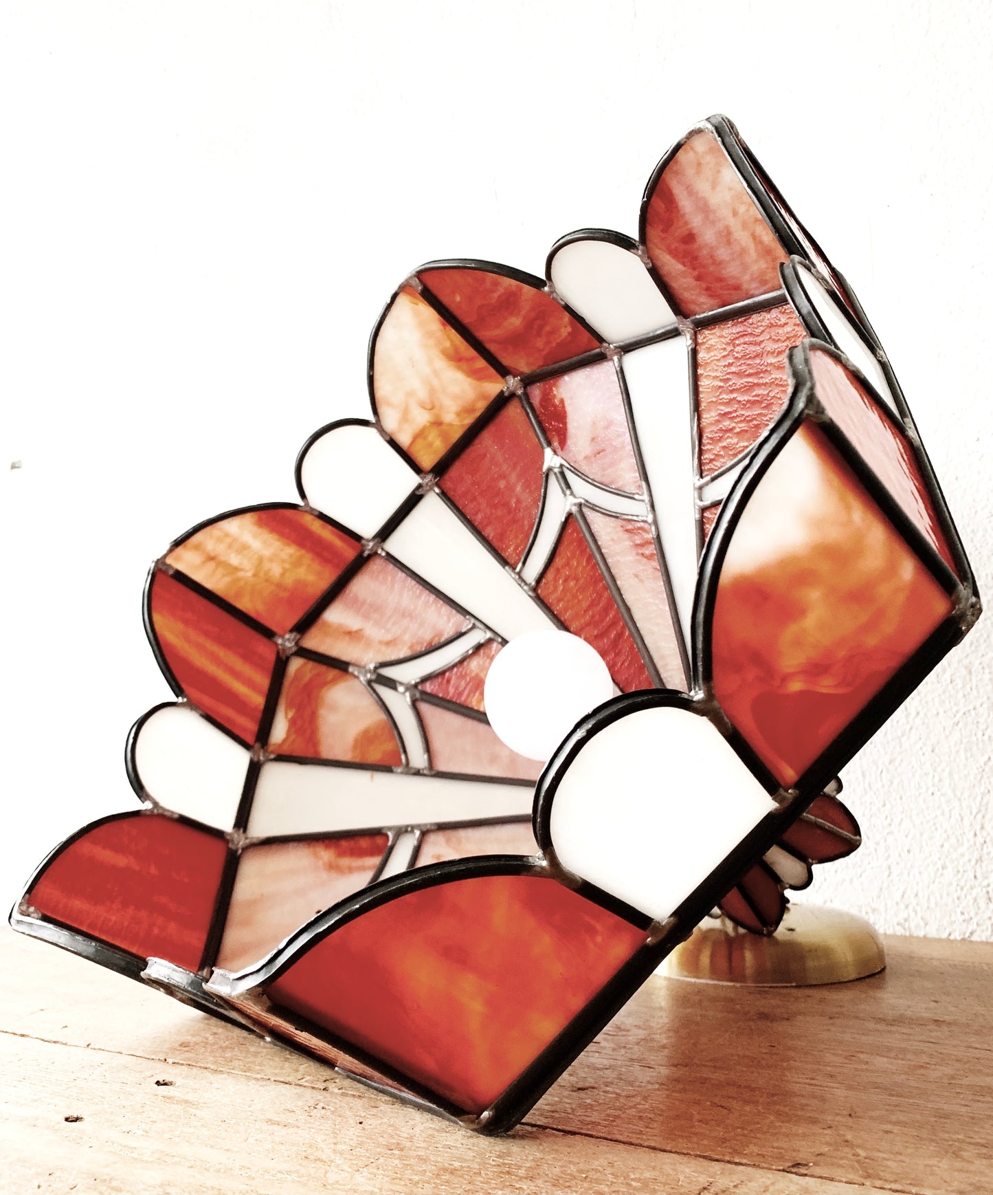 Vintage Leaded Stained Glass Pendant Light