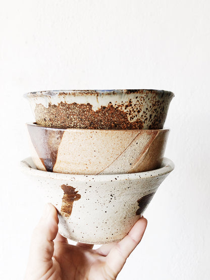 Trio of Heavy Vintage Stoneware Bowls