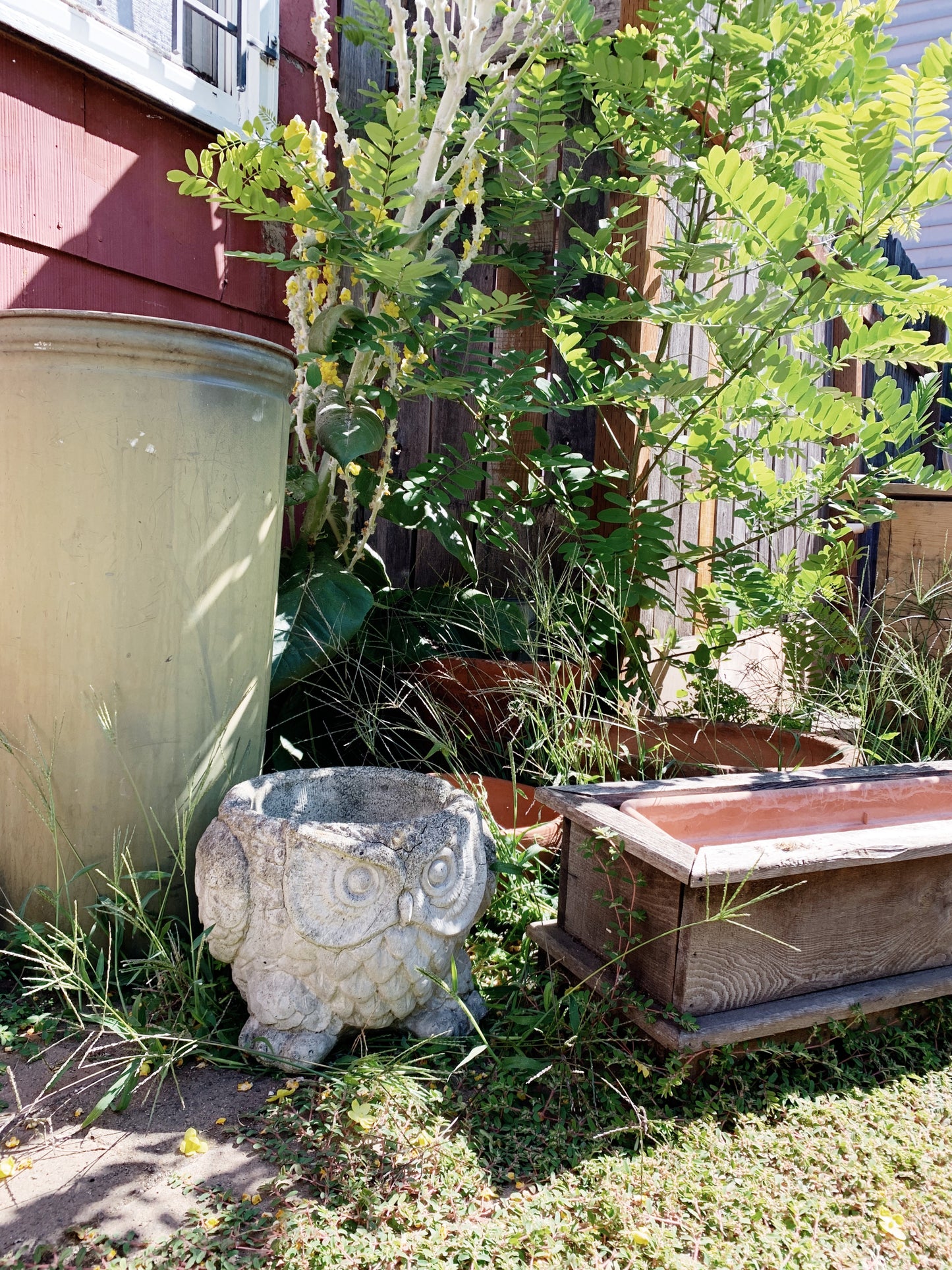 Large Vintage Cement Owl Planter