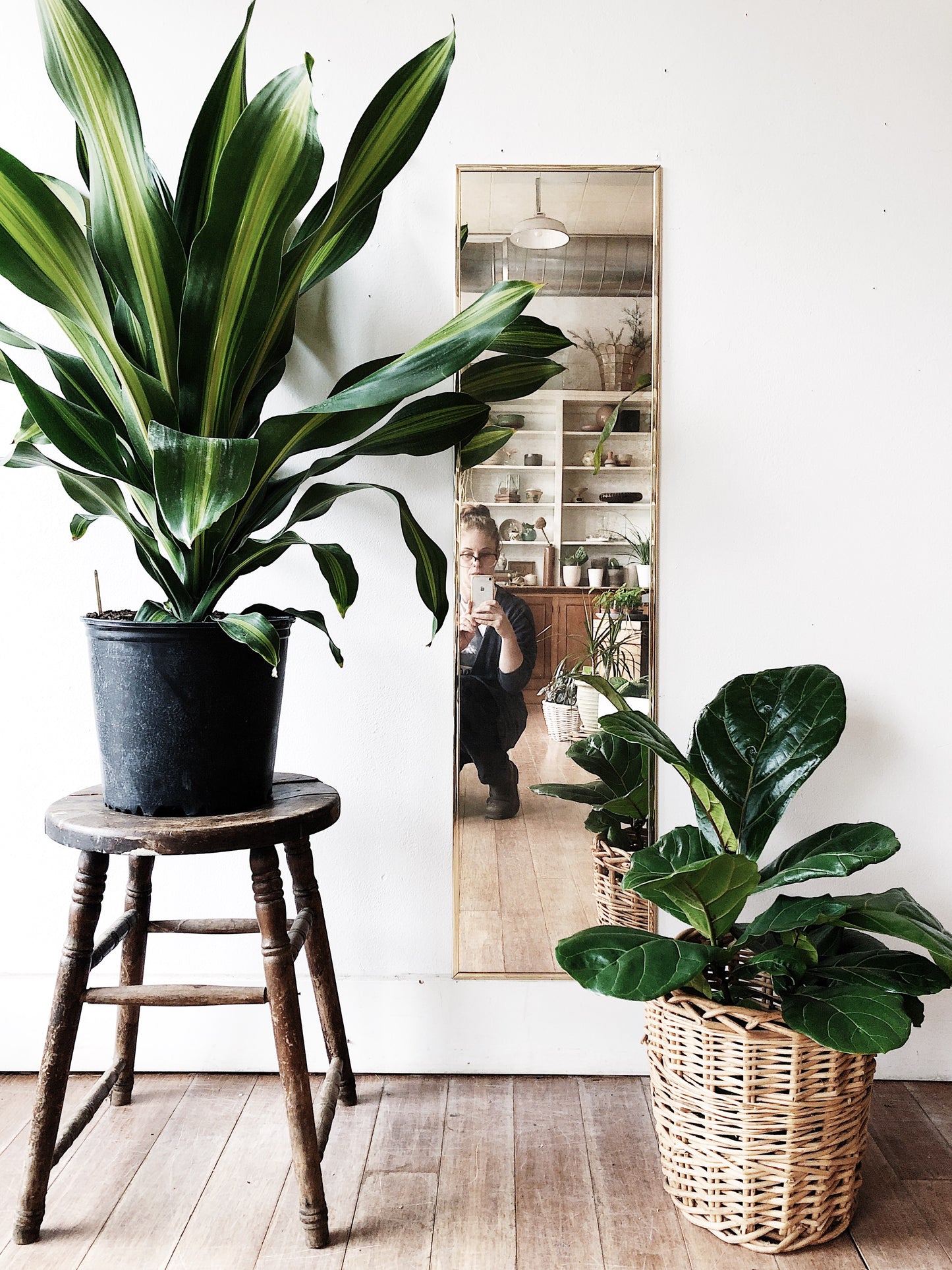 Vintage Full Length Brass Mirror