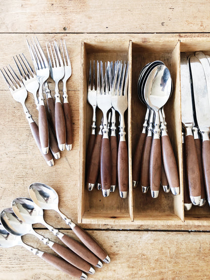 Vintage Faux Bois Stainless Serving Set