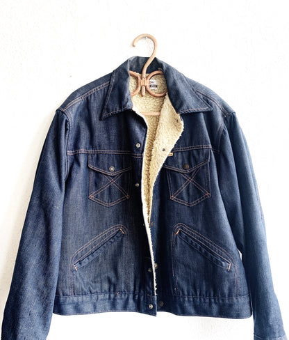 Vintage Denim Shearling Lined Jacket