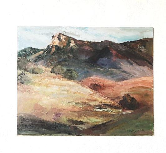 Large Vintage Landscape Painting on Tin