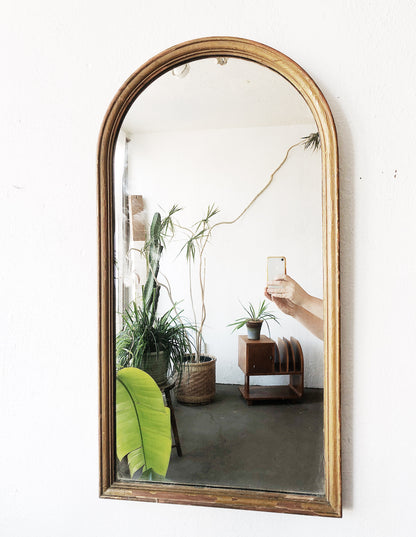 Antique Arched Wood Mirror