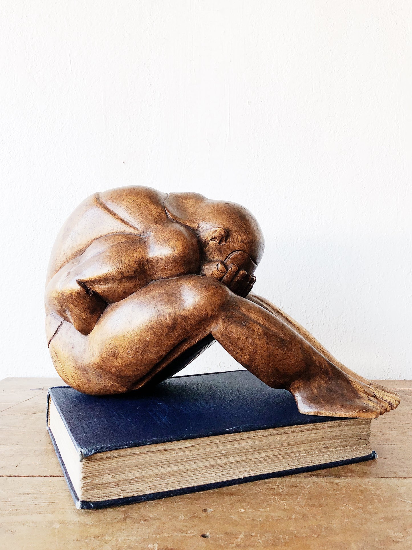 Giant Vintage Wooden Weeping Buddha