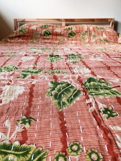 Vintage Reversible Cotton Kantha Quilt