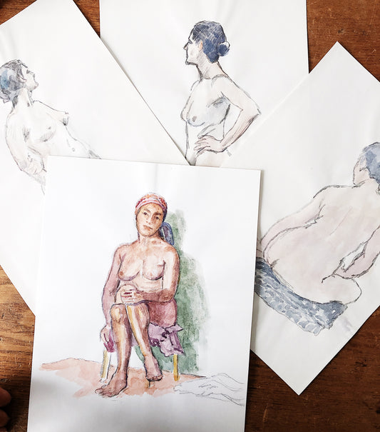 Vintage Nude Watercolor