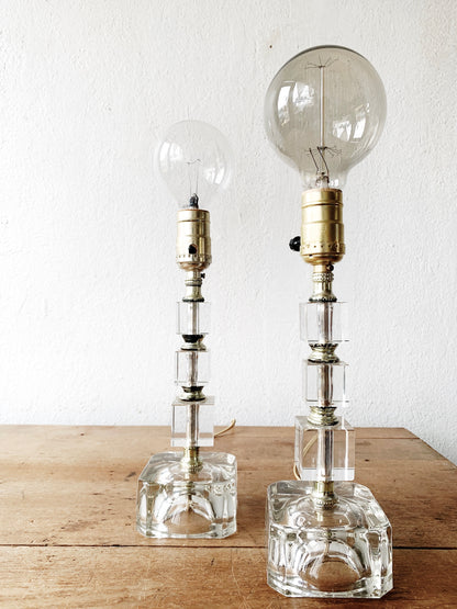 Mid Century Glass Cube Lamp