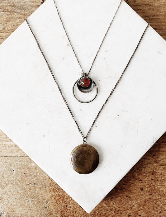 Antique Incised Copper Locket
