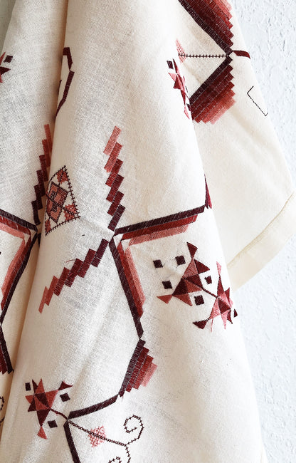 Vintage Art Deco Embroidered Linen